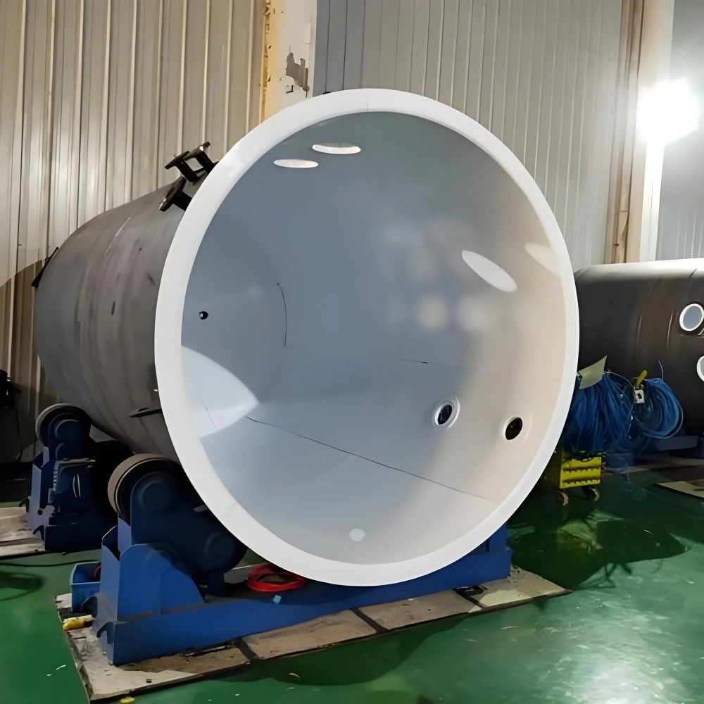 Récipient récepteur de produits chimiques résistant aux acides doublé de PTFE